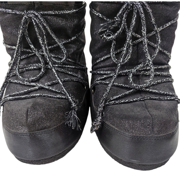 Tecnica Original Moon Boots Black Glitter Women's 35 / 38 Tall Lace Up - Picture 7 of 15